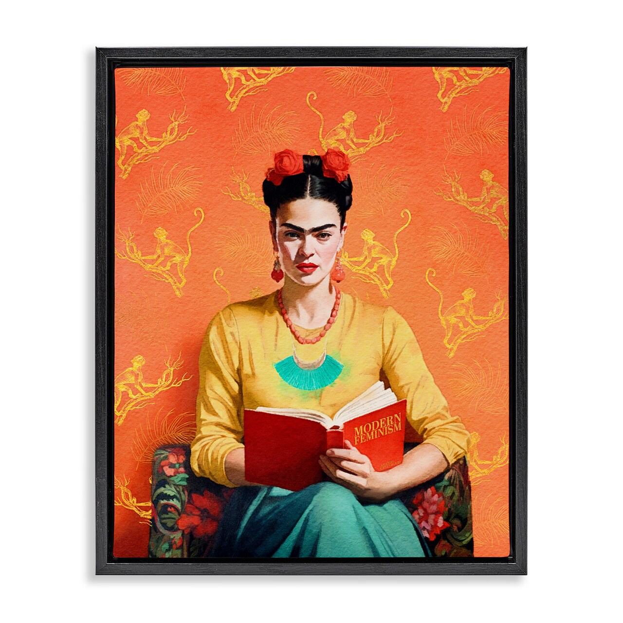Stupell Industries Modern Frida Kahlo Framed Floater Canvas Wall Art